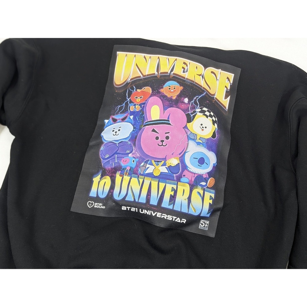 BTS Hoodie Black BT21‎ Universe To Universe Korean Pop Music Logo Graphic LG